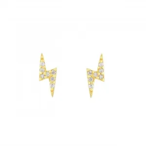 Lightening Bolt Zirconia Gold Plated Stud Earrings 36842GCZ Dew Jewellery