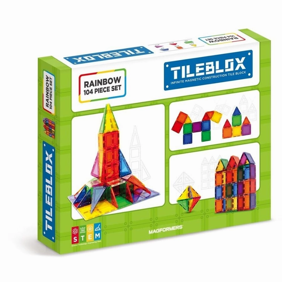 Magformers Tileblox - Rainbow 104 Piece Set (Pre-Order)