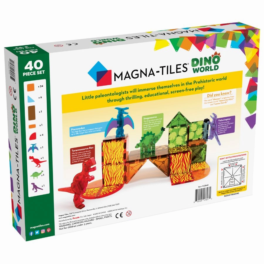 Magna-Tiles - Dino World 40 Piece Set Magnetic Tiles