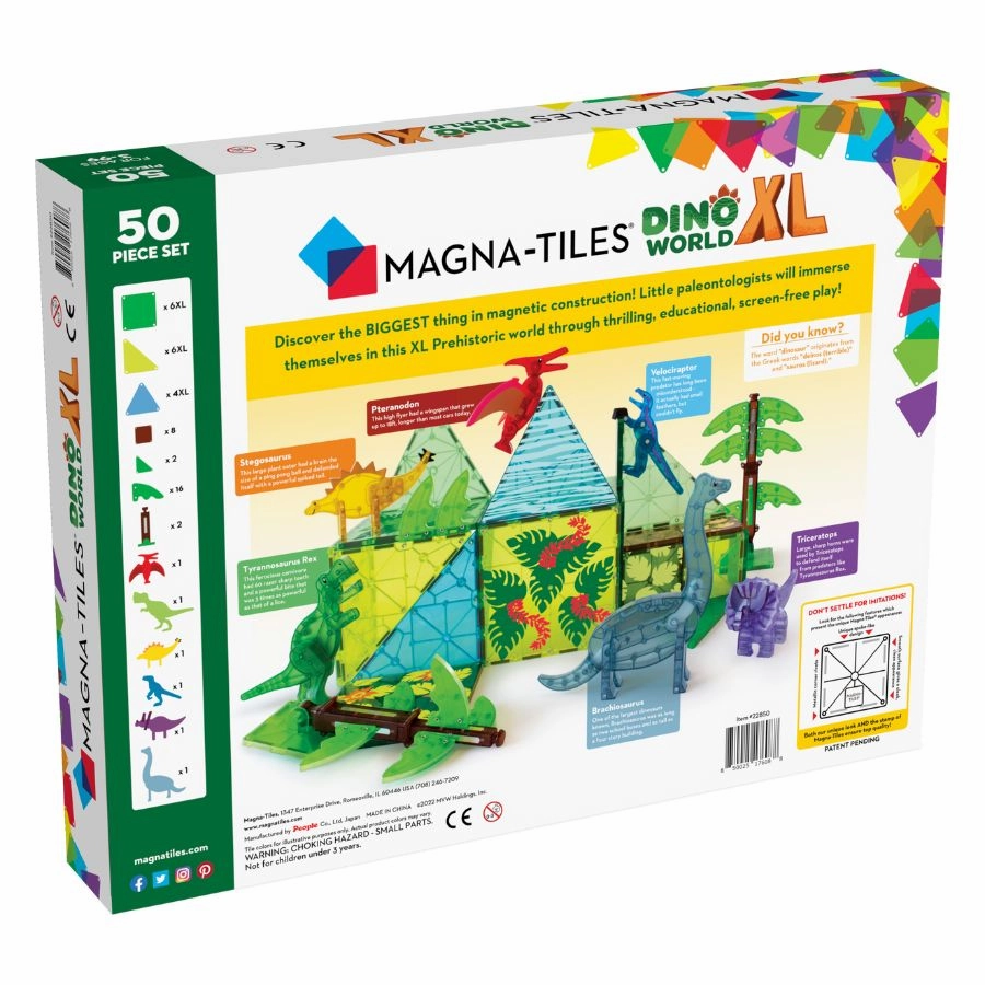 Magna-Tiles - Dino World XL 50 Piece Set Magnetic Tiles