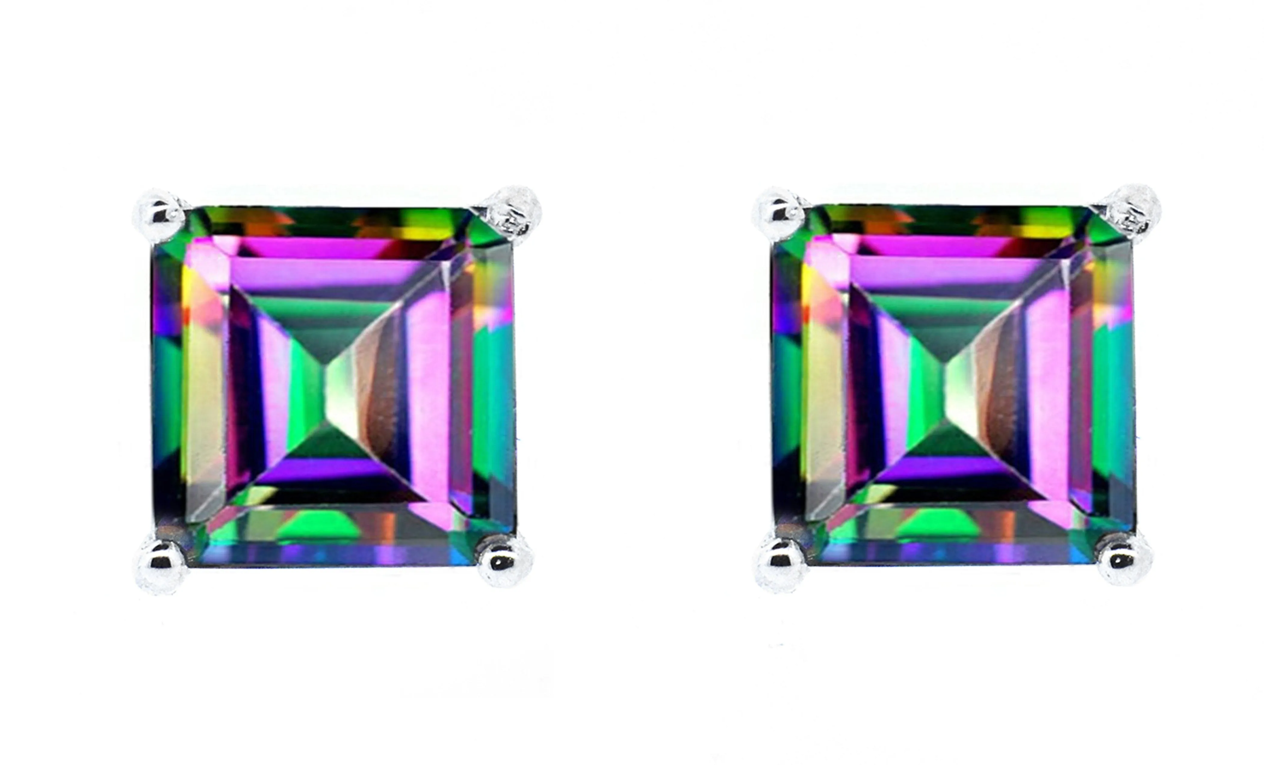 Magnolia 18k White Gold Plated Solitaire Stud Earrings with 1ct Simulated Diamond Crystals