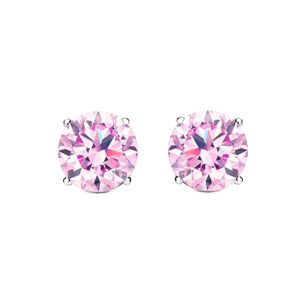 Magnolia 18k White Gold Plated Solitaire Stud Earrings with 1ct Simulated Diamond Crystals