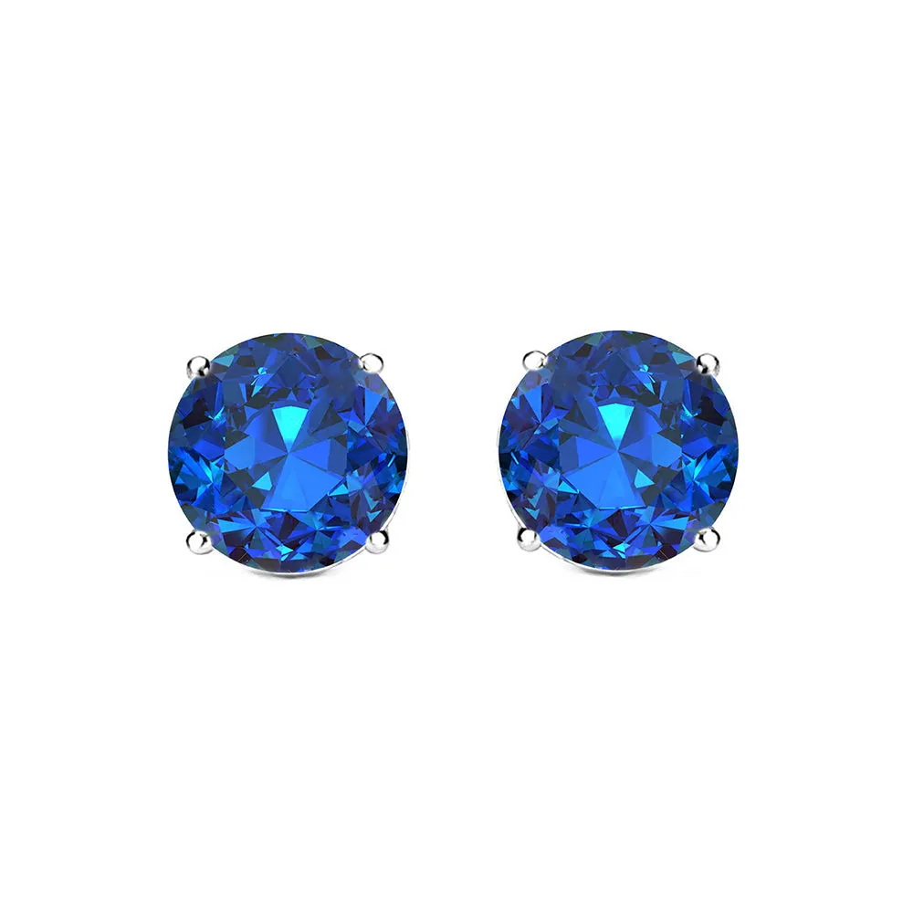 Magnolia 18k White Gold Plated Solitaire Stud Earrings with 1ct Simulated Diamond Crystals