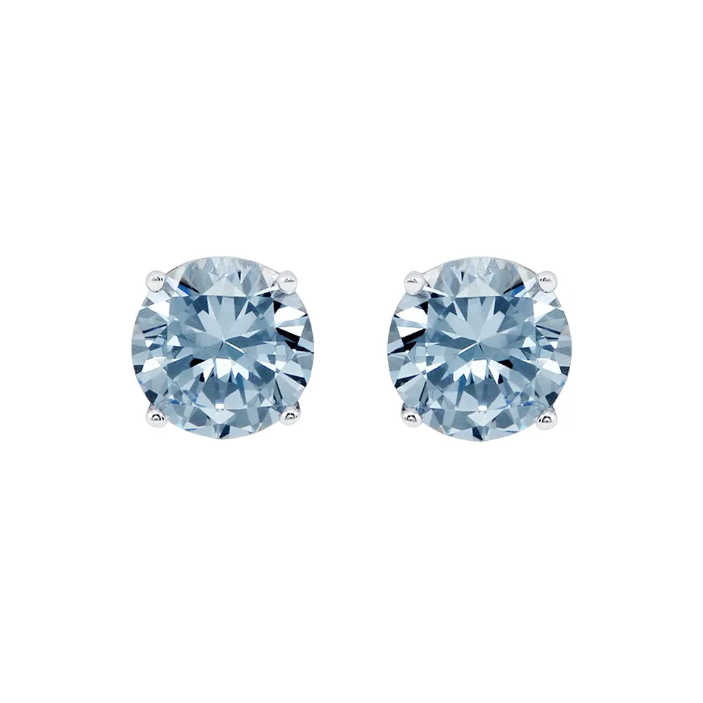 Magnolia 18k White Gold Plated Solitaire Stud Earrings with 1ct Simulated Diamond Crystals