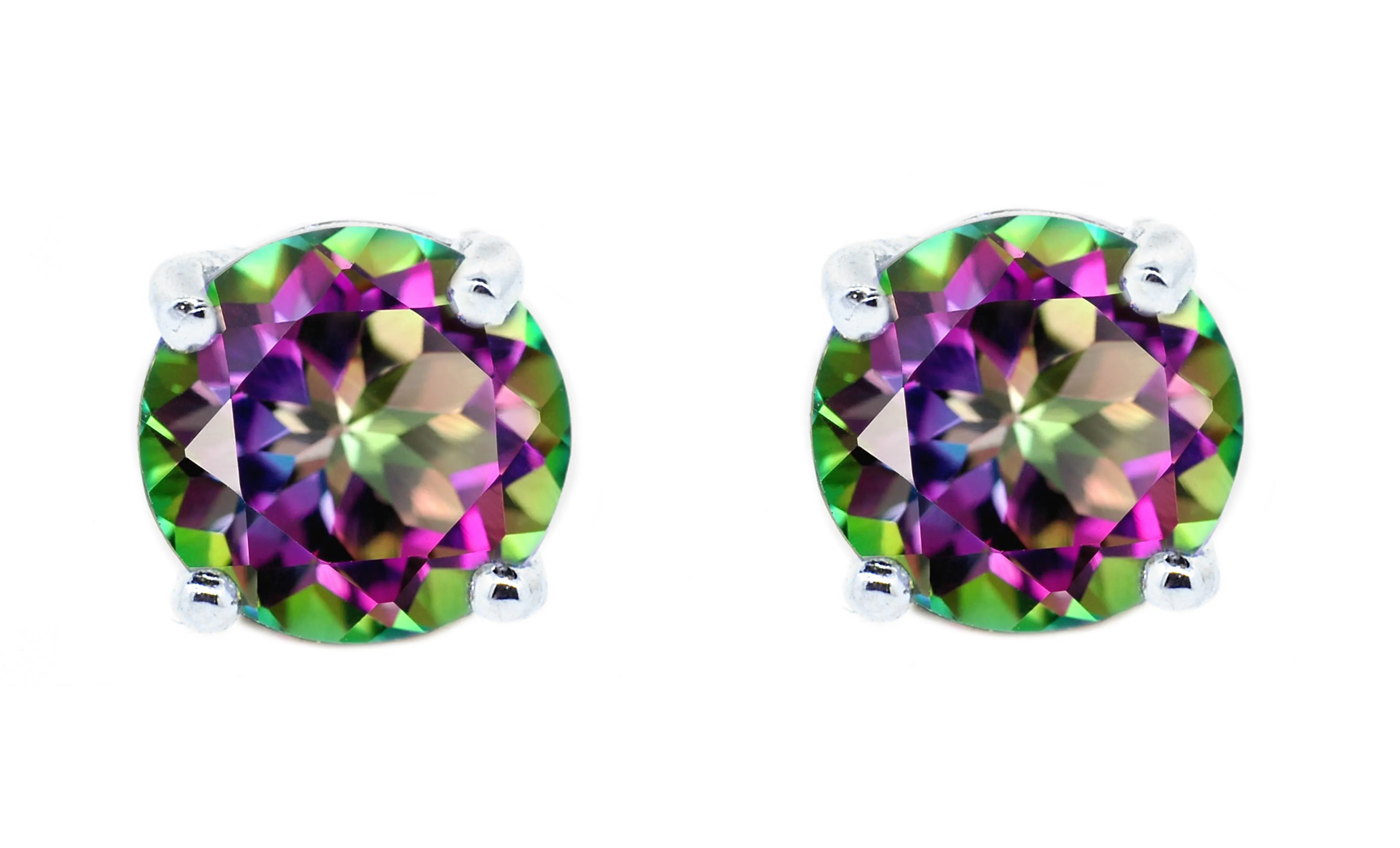 Magnolia 18k White Gold Plated Solitaire Stud Earrings with 1ct Simulated Diamond Crystals