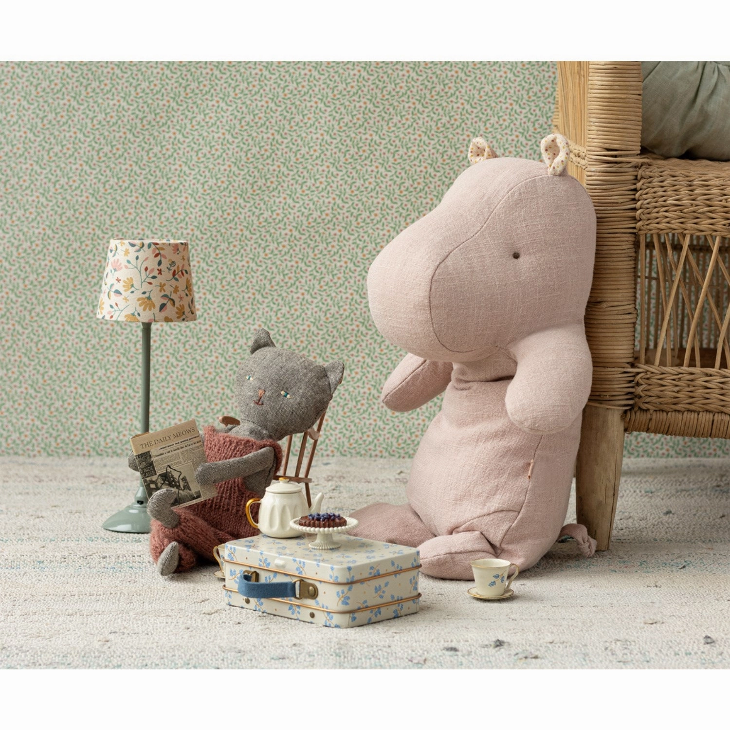 Maileg Light Rose Safari Friends Medium Hippo
