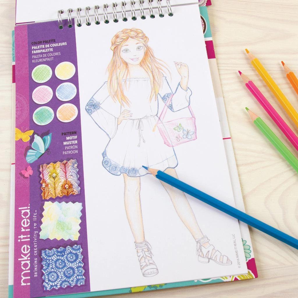 Make it Real Fashion Design Sketchbook & Stickers - Blooming Creativity