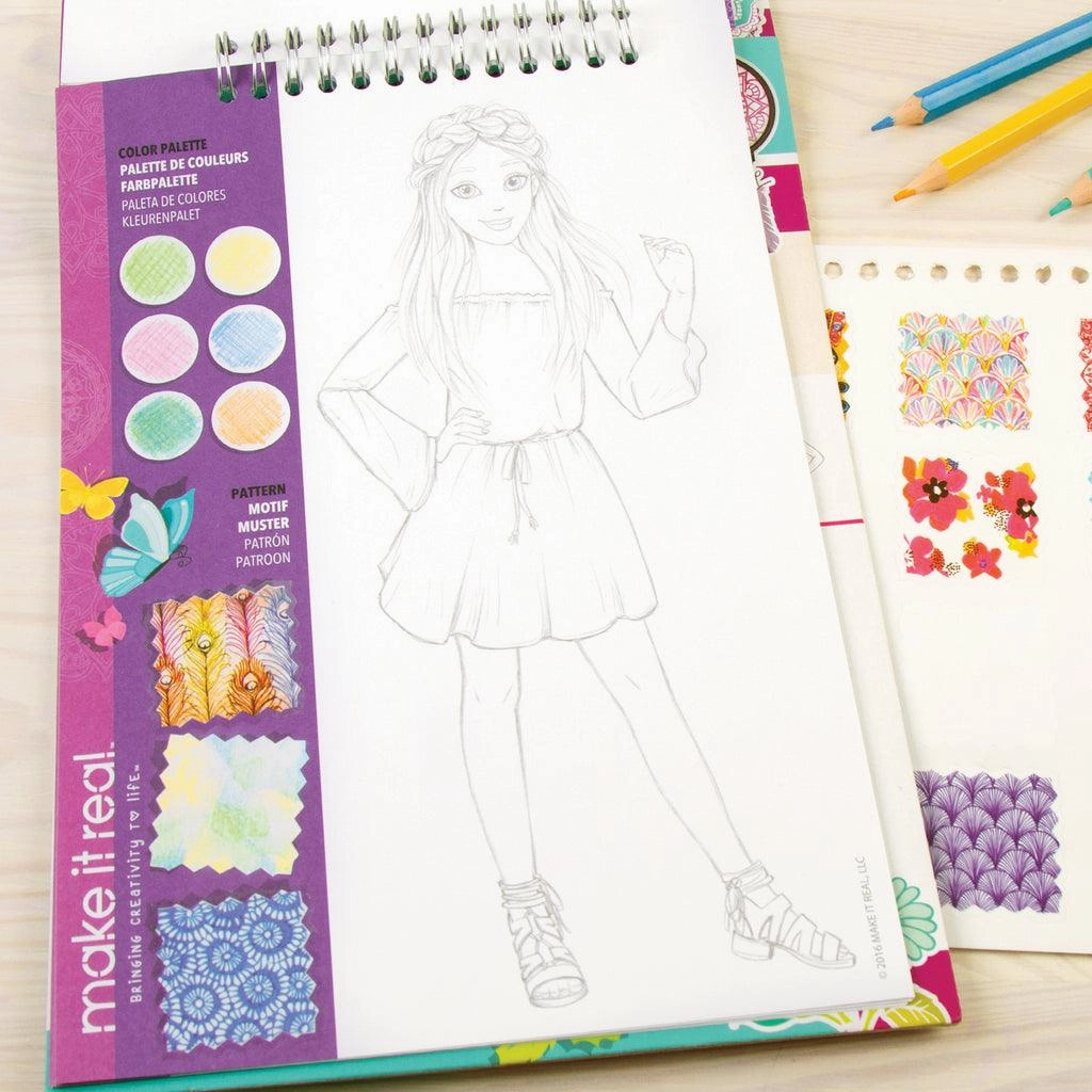 Make it Real Fashion Design Sketchbook & Stickers - Blooming Creativity