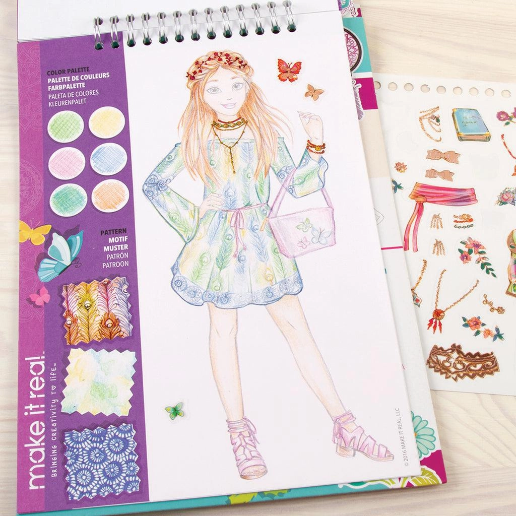 Make it Real Fashion Design Sketchbook & Stickers - Blooming Creativity