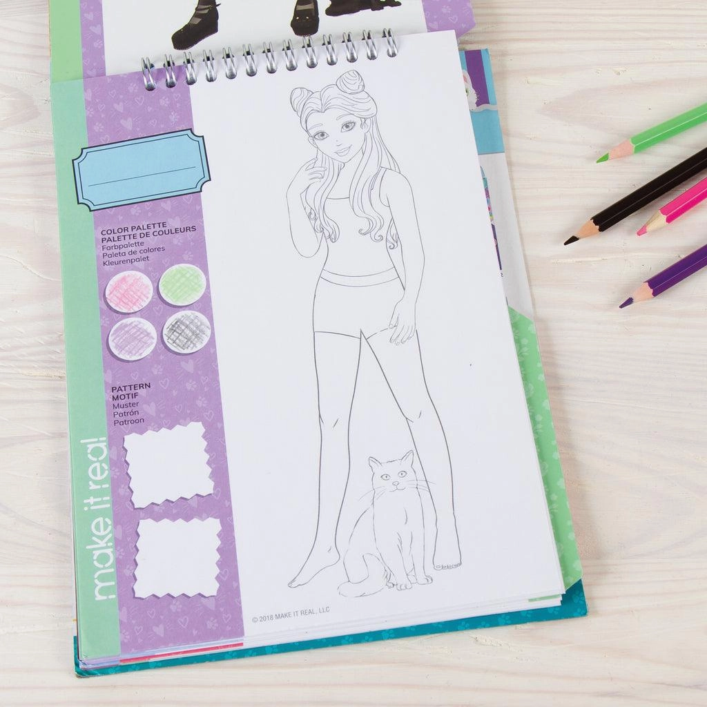 Make it Real Fashion Design Stickers & Sketchbook: Pretty Kitty