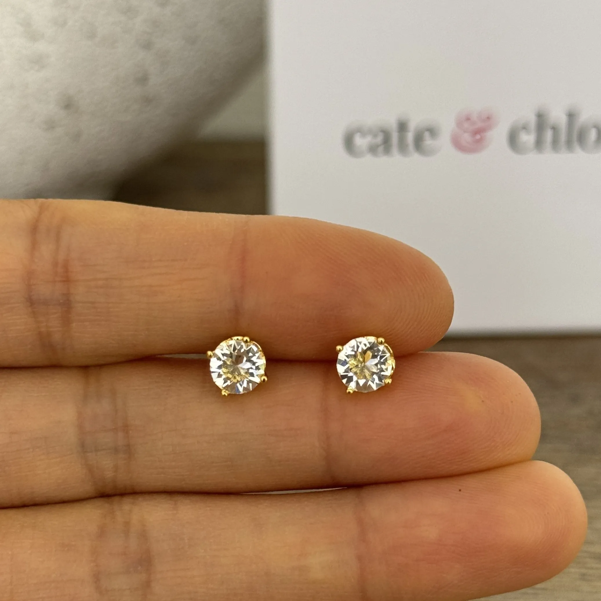 Mallory 18k White Gold Plated Stud Earrings with  Swarovski Crystal