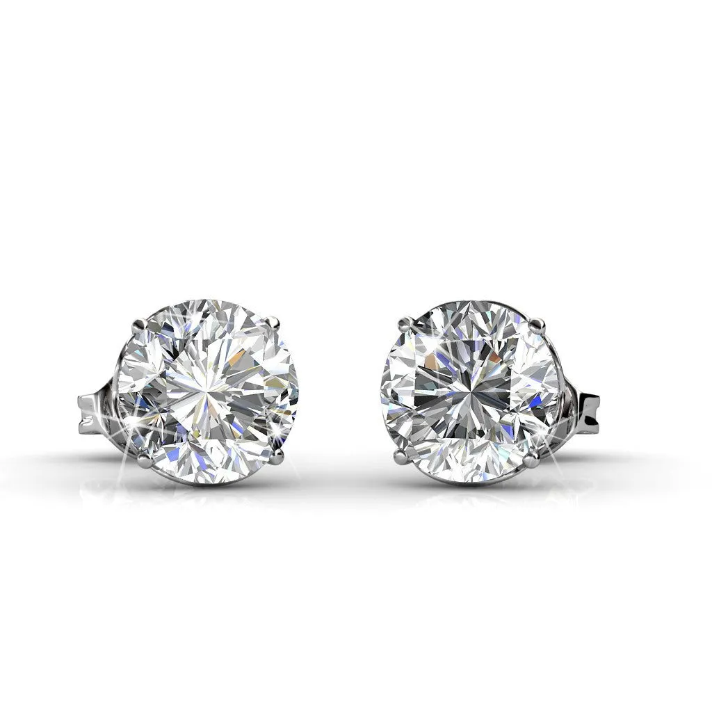 Mallory 18k White Gold Plated Stud Earrings with  Swarovski Crystal