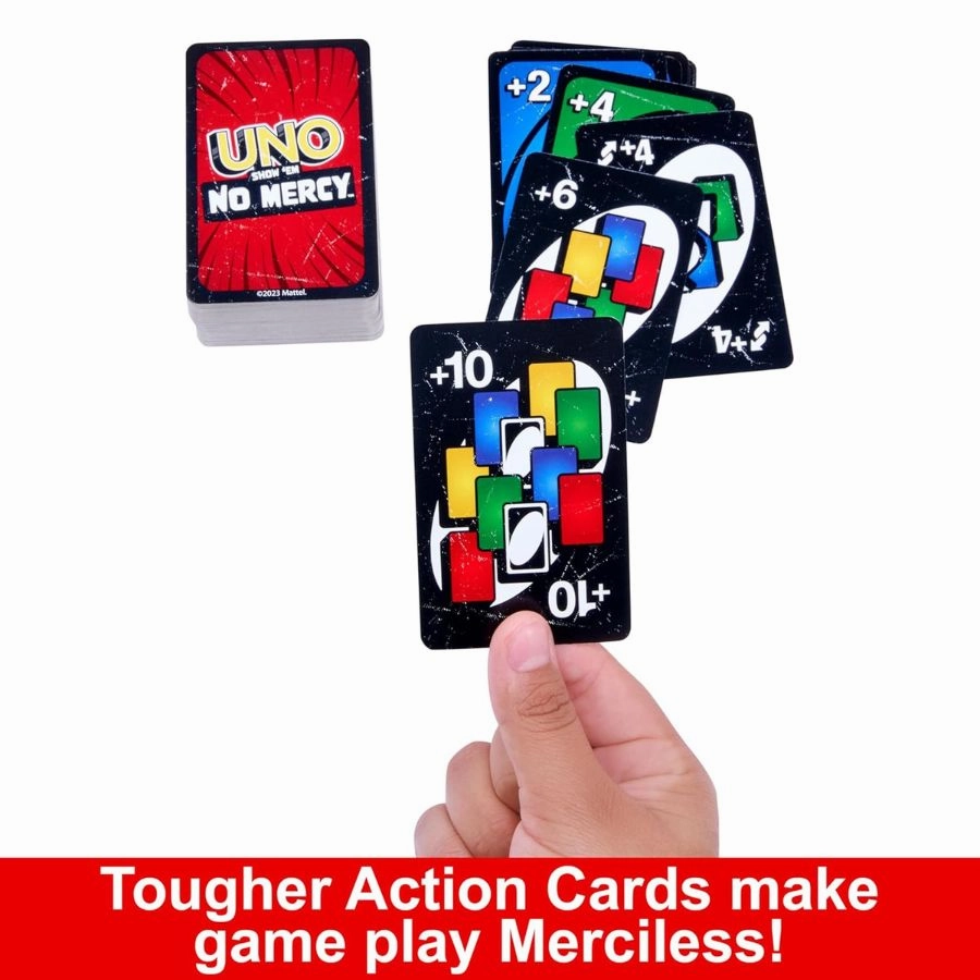 Mattel - UNO Show Em No Mercy Card Game For Kids, Adults & Family Night, Parties And Travel