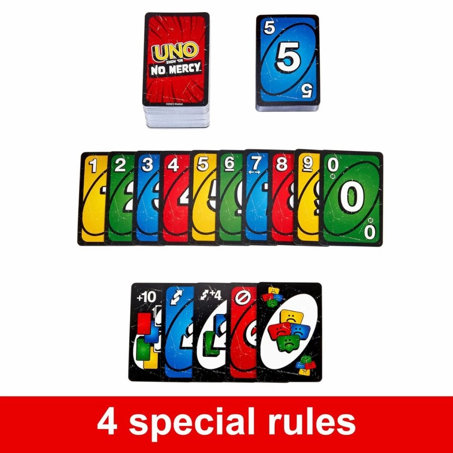 Mattel - UNO Show Em No Mercy Card Game For Kids, Adults & Family Night, Parties And Travel