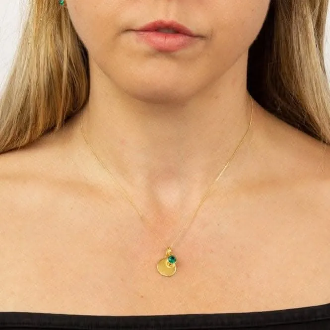 May Yellow Gold Plated Birthstone Engravable Disc Swarovski Necklace P5012 Beginnings Jewellery