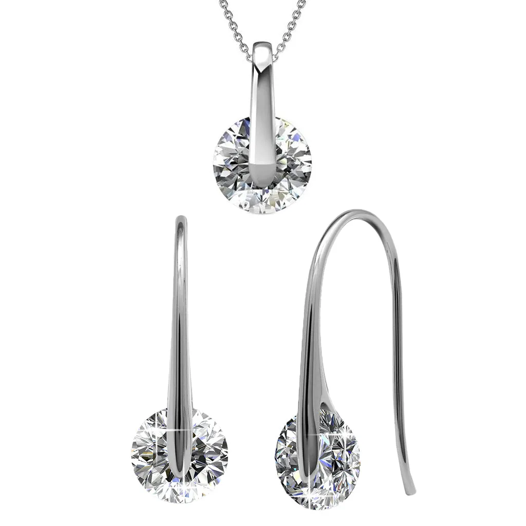 McKayla 18k White Gold Plated Necklace and Earrings Jewelry Set with Swarovski Crystals