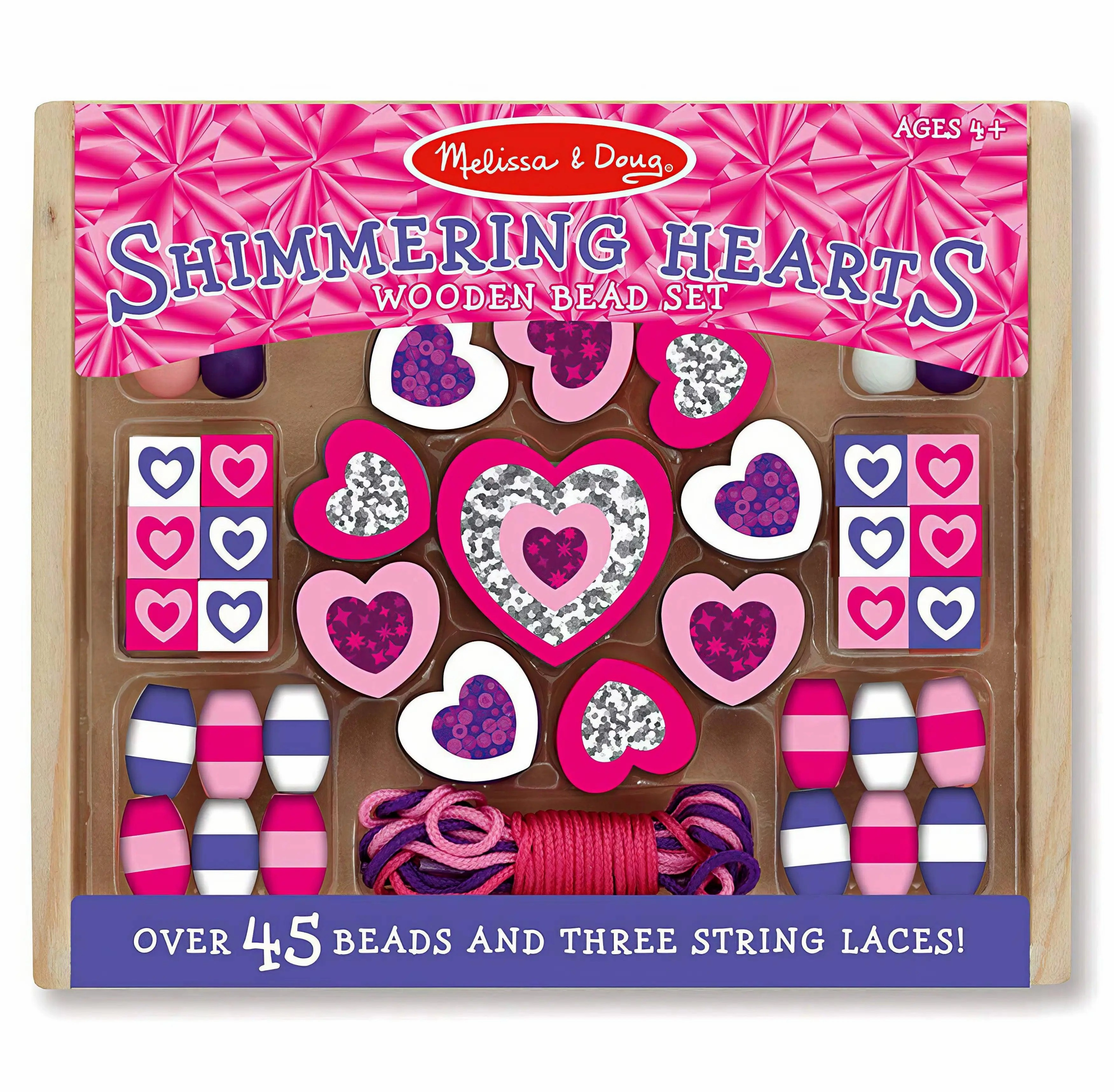 Melissa & Doug 19495 Shimmering Hearts Wooden Bead Set