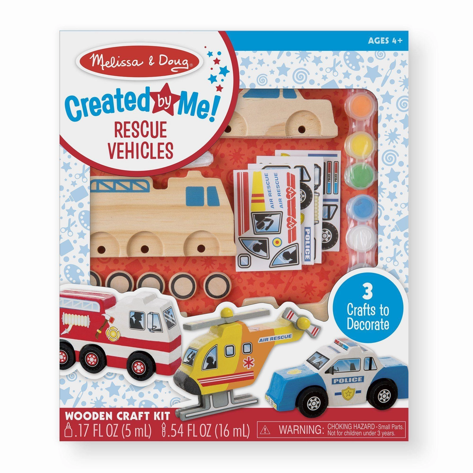 Melissa & Doug 19528 Created by Me! Rescue Vehicles Wooden Craft Kit