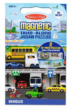 Melissa & Doug Take Along Magnetic Jigsaw Puzzles Travel Toy Vehicles