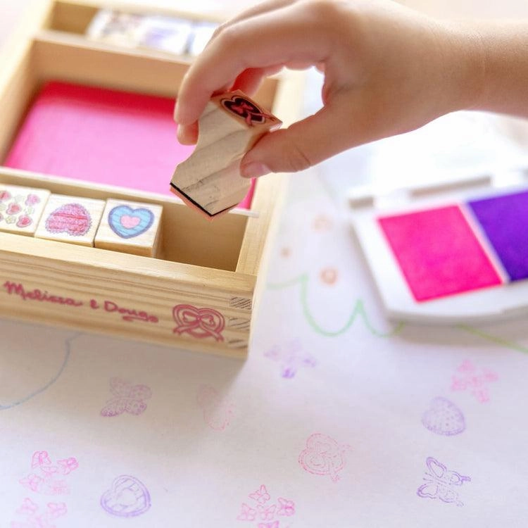 Melissa & Doug Wooden Stamp Set - Butterfly & Hearts