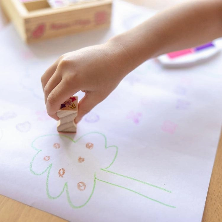 Melissa & Doug Wooden Stamp Set - Butterfly & Hearts
