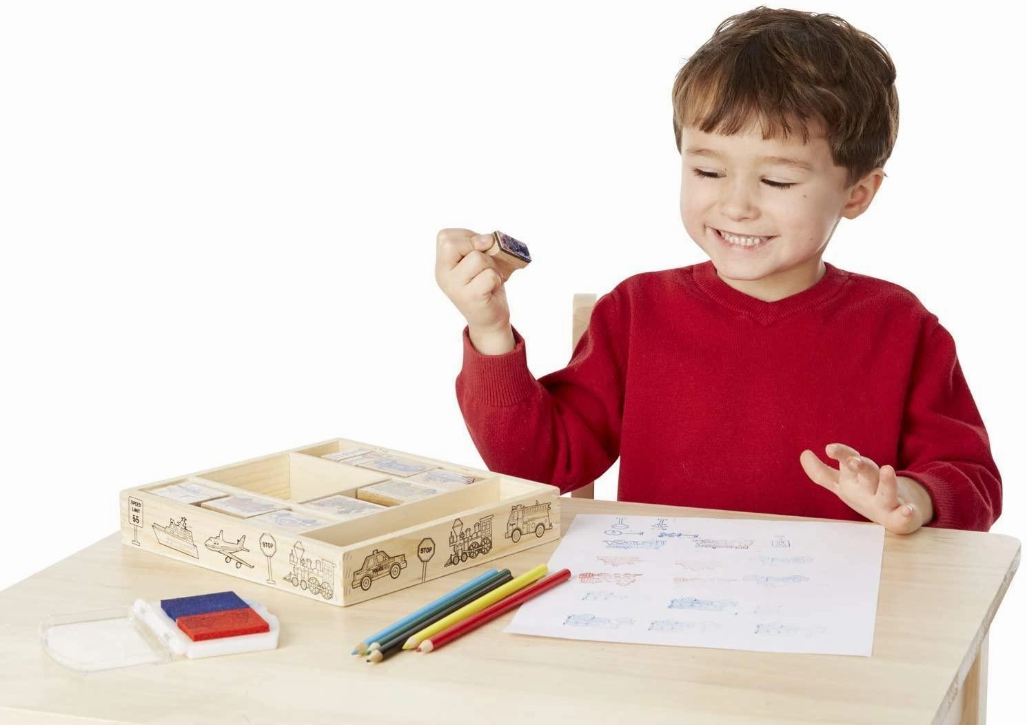 Melissa & Doug Wooden Stamp Set - Vehicles