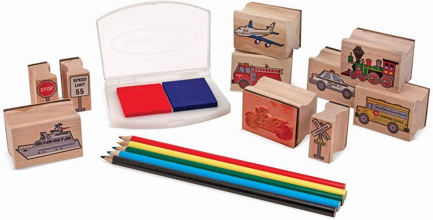 Melissa & Doug Wooden Stamp Set - Vehicles