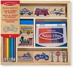 Melissa & Doug Wooden Stamp Set - Vehicles