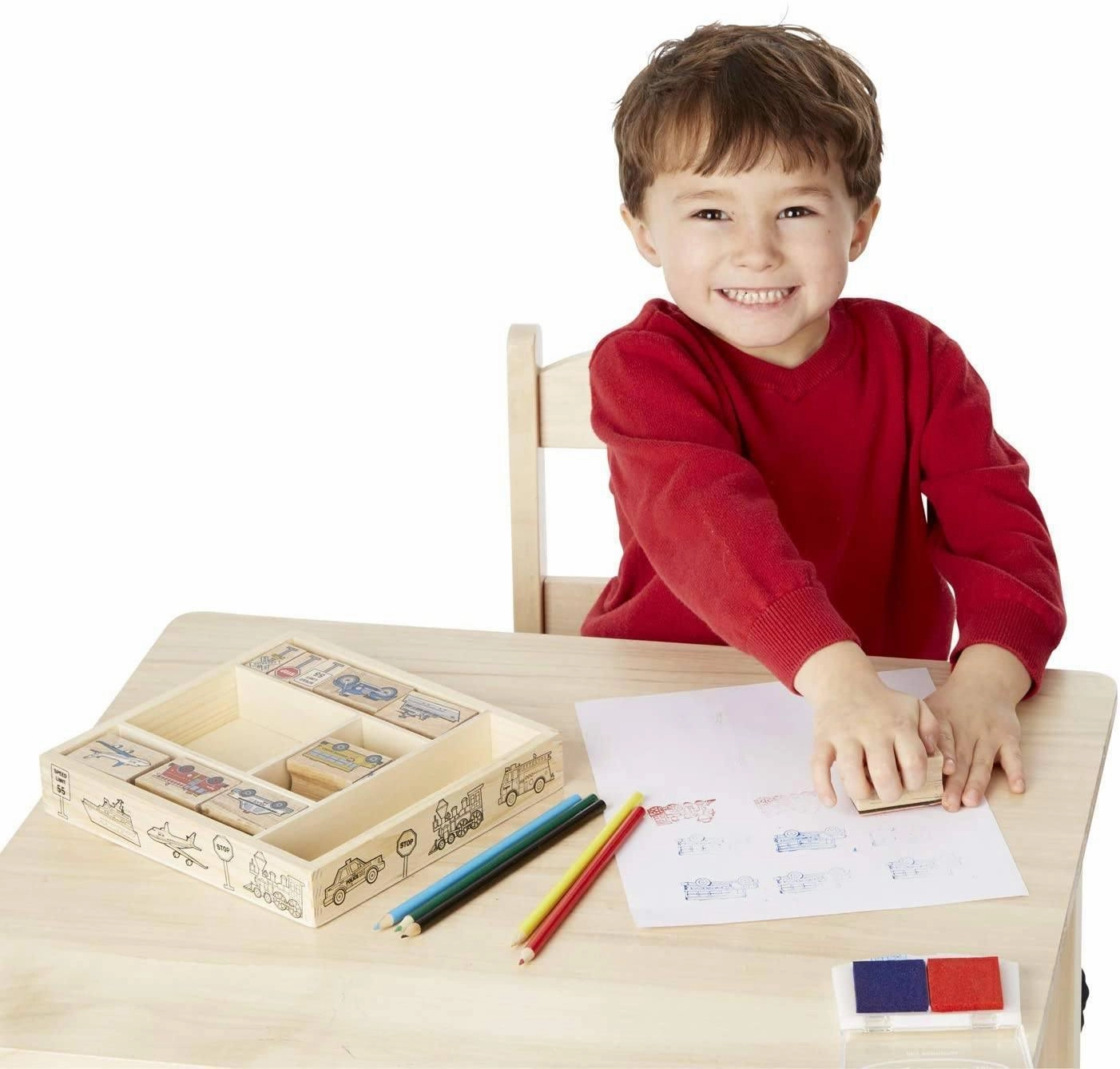 Melissa & Doug Wooden Stamp Set - Vehicles