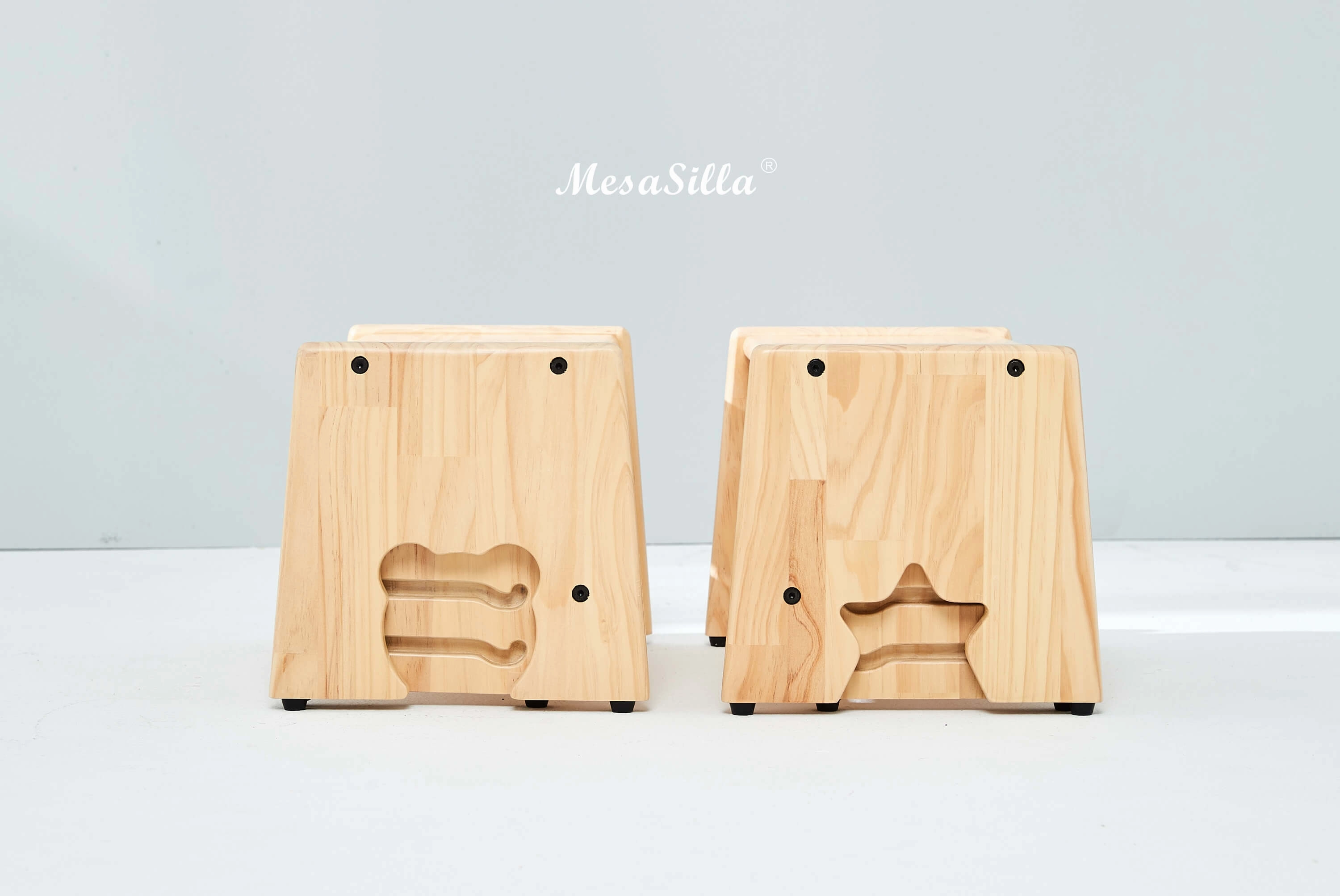 Mesasilla 2 Step Stool - Lightweight & Sturdy with Anti-Slip, Animal-Shaped Cutouts - Solid Wood Construction