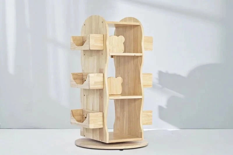 Mesasilla Solid Wood Rotating Bookshelf for Kids - 360 Degree Home Library