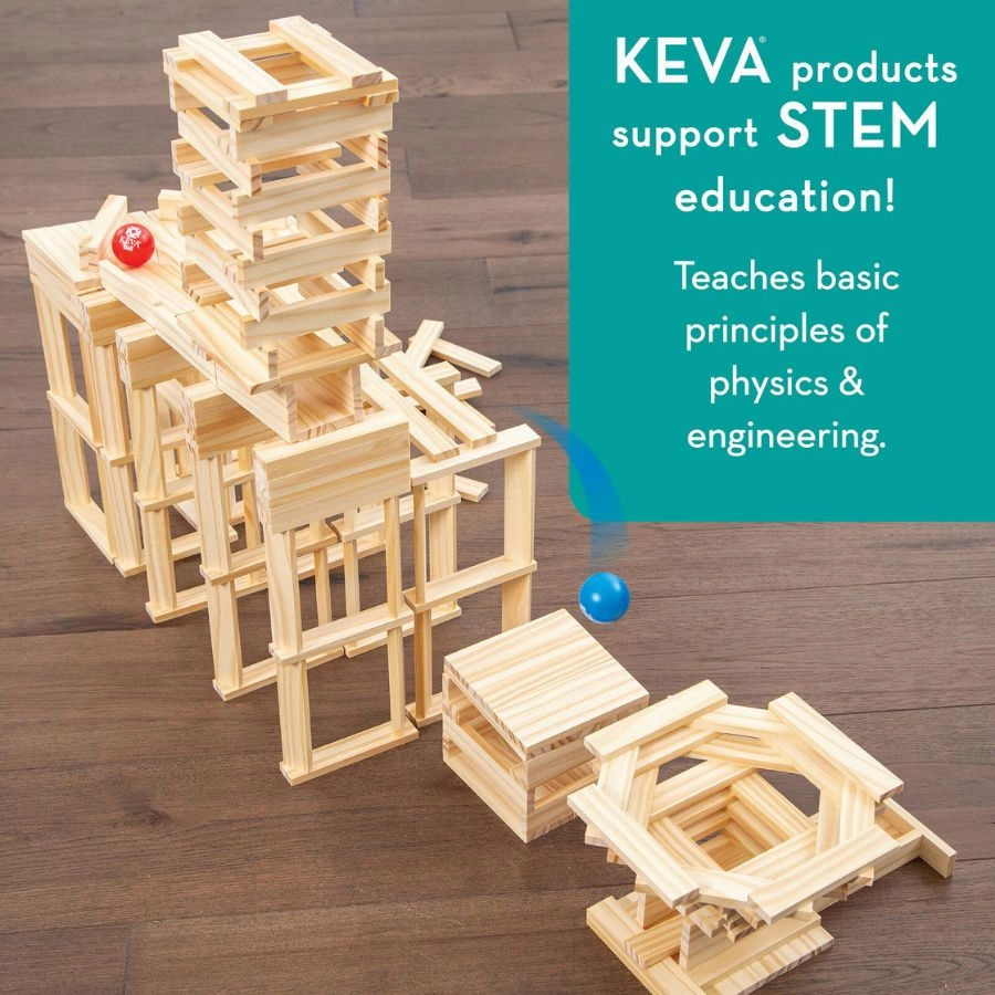 Mindware - KEVA Contraptions 200 Piece Wooden Planks Building Set