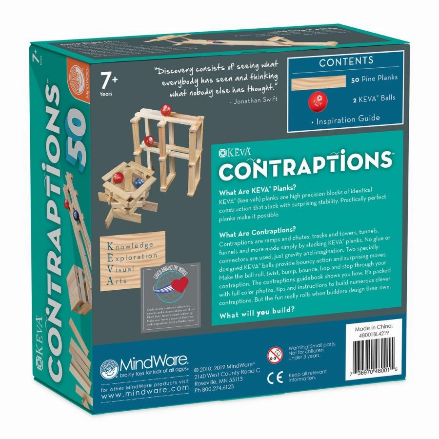 Mindware - Keva Contraptions 50 Wooden Planks Building Set