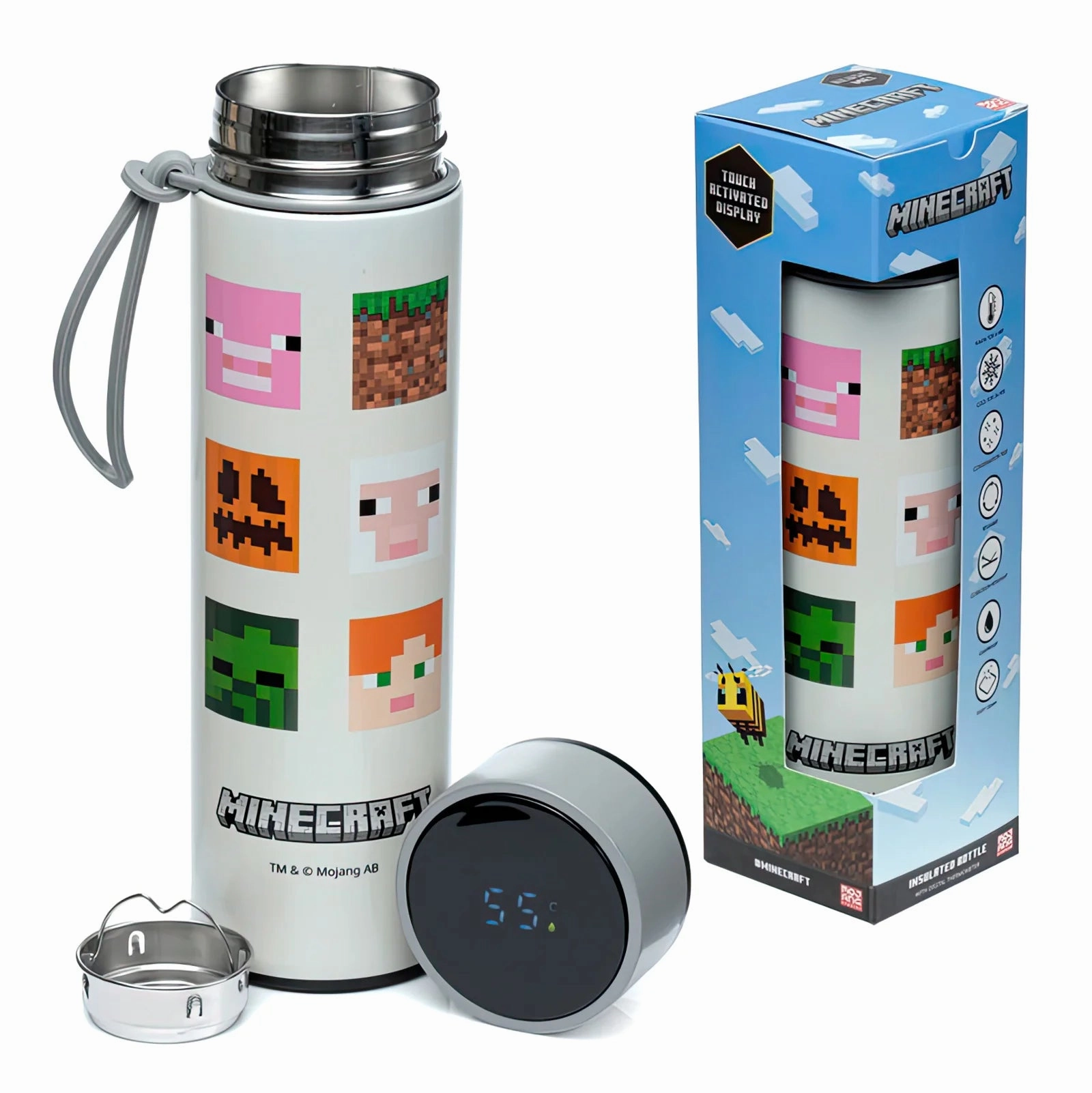 MINECRAFT Thermos Stainless Steel Bottle with Thermometer 450ml