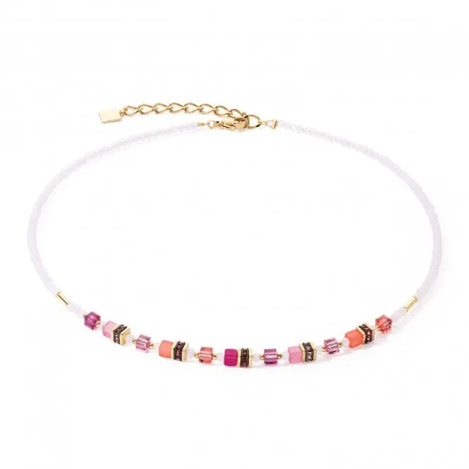 Mini Cubes Magenta Necklace 4565/10-0422 Coeur De Lion Jewellery