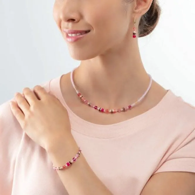 Mini Cubes Magenta Necklace 4565/10-0422 Coeur De Lion Jewellery