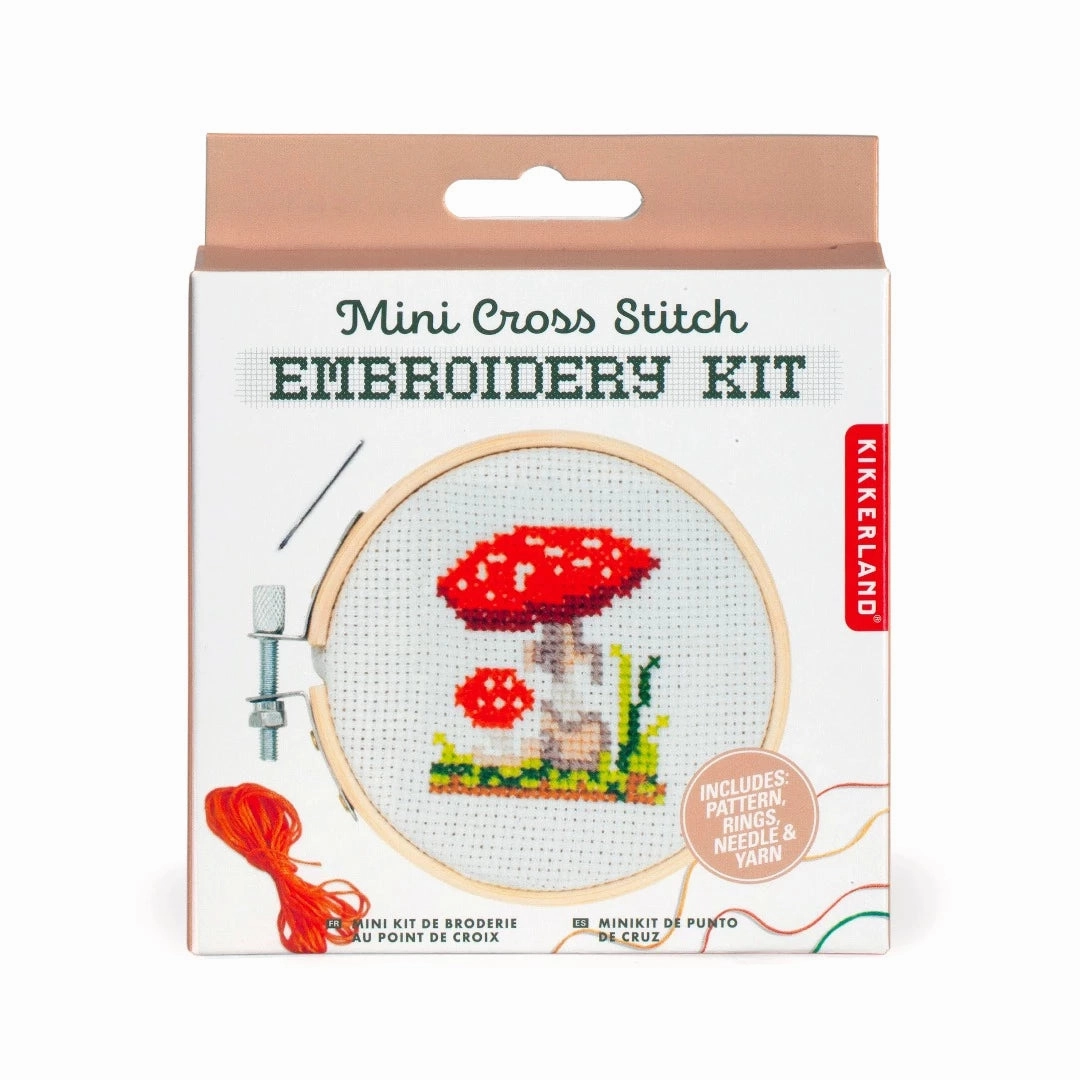 Mini Cross-Stitch Embroidery Mushroom Kit