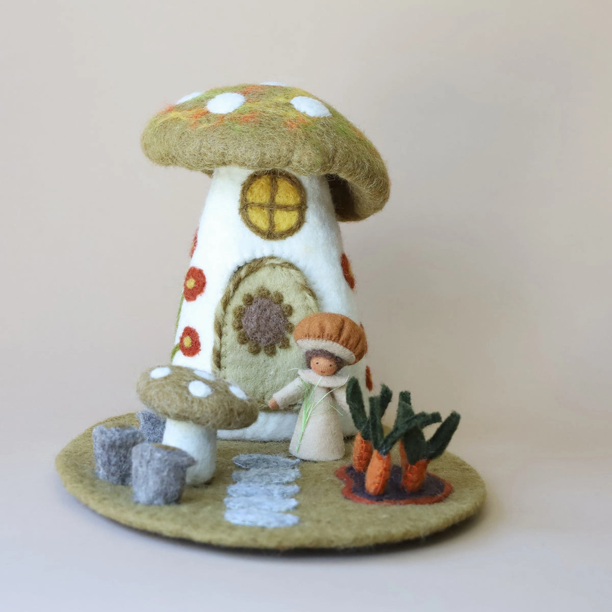Mushroom House with Carrot Garden Mat