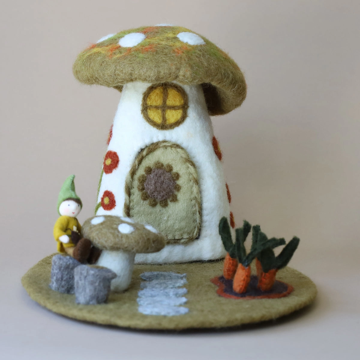Mushroom House with Carrot Garden Mat