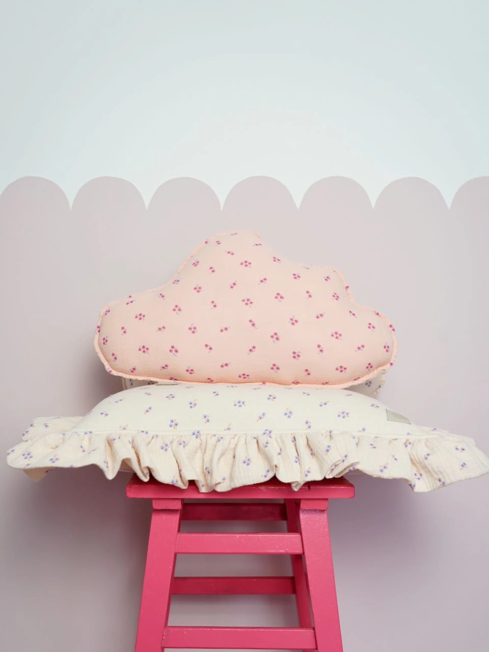 Muslin "Pink Forget-Me-Not" Cloud Pillow