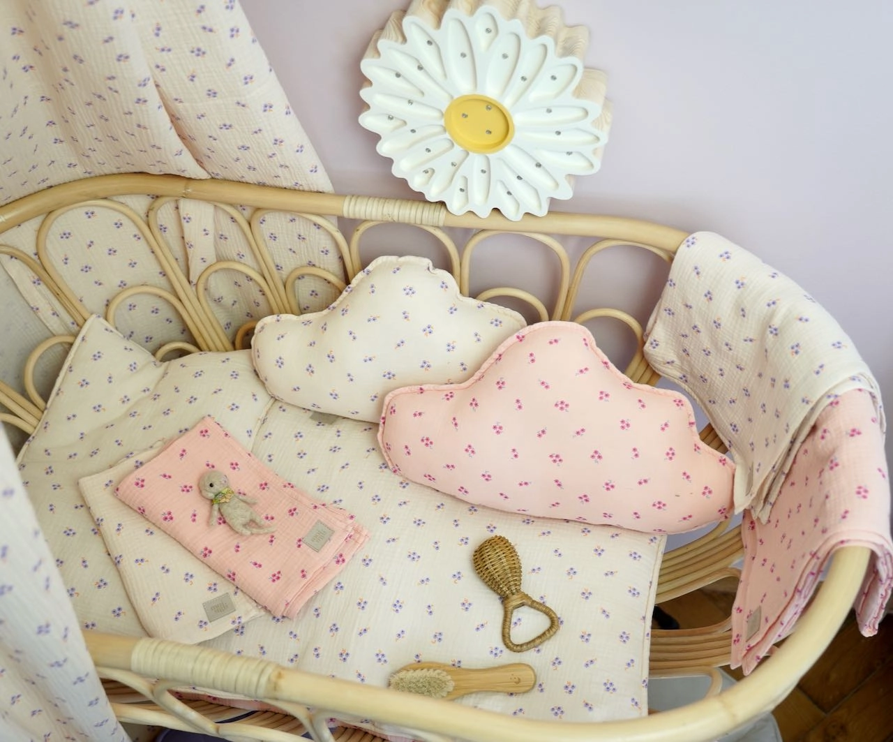 Muslin "Pink Forget-Me-Not" Cloud Pillow