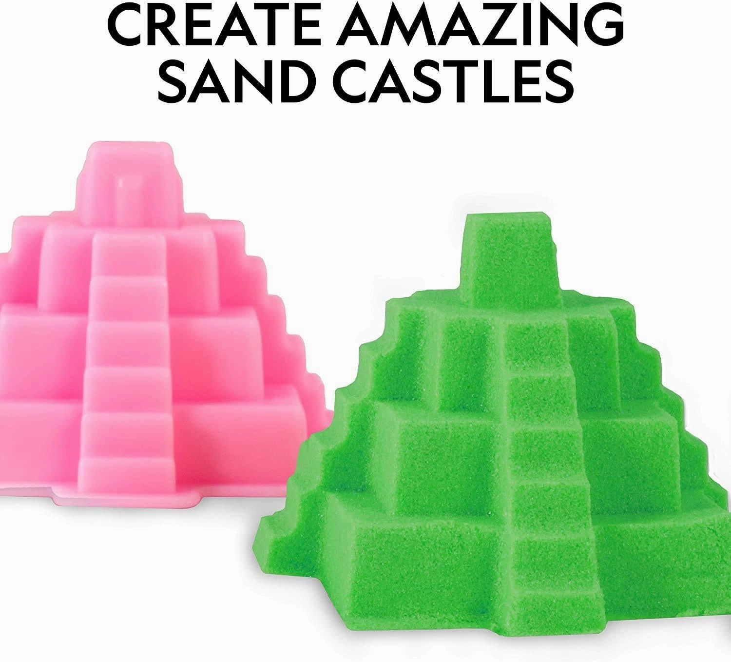 National Geographic Green Play Sand 900g with Castle Moulds and Tray, Green