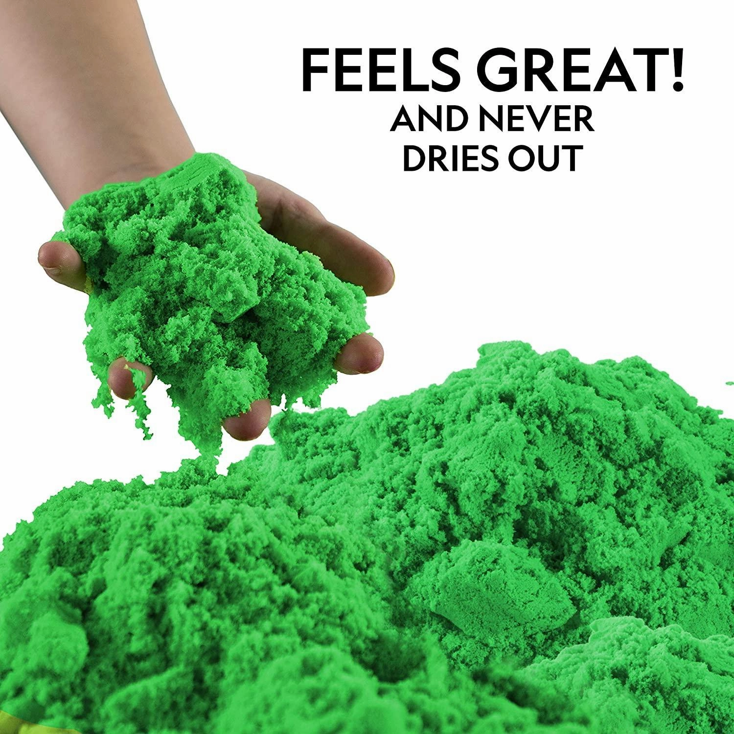 National Geographic Green Play Sand 900g with Castle Moulds and Tray, Green