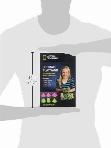 National Geographic Green Play Sand 900g with Castle Moulds and Tray, Green