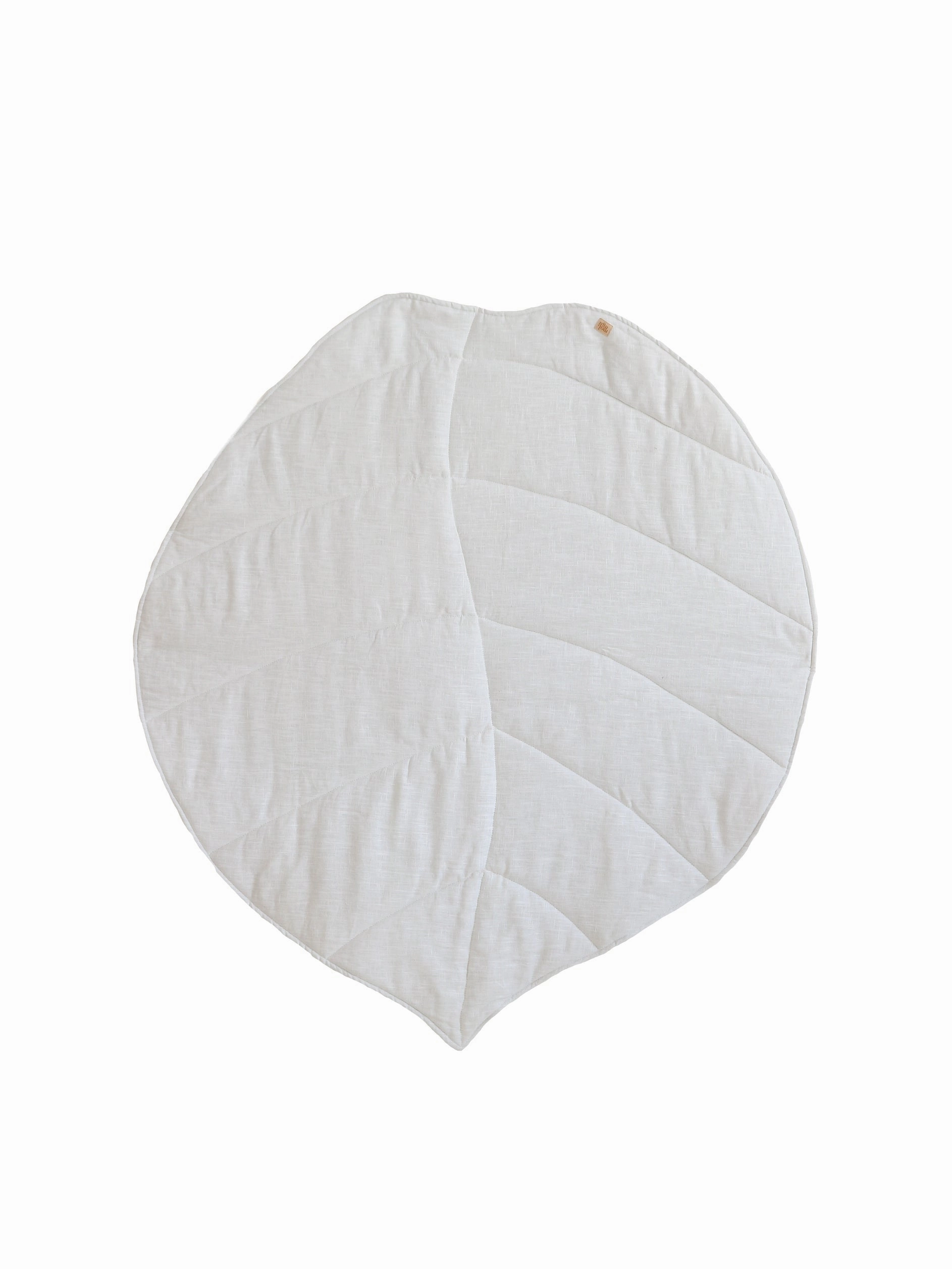 Natural Linen Teepee Tent and "White and Grey" Leaf Mat Set