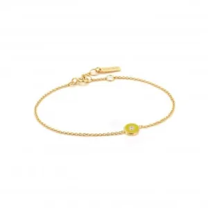 Neon Yellow Enamel Disc Gold Bracelet B040-02G-NY Ania Haie Jewellery