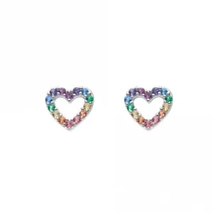 Open Heart Multi Nano Gems Stud Earrings 37811MCZ Dew Jewellery