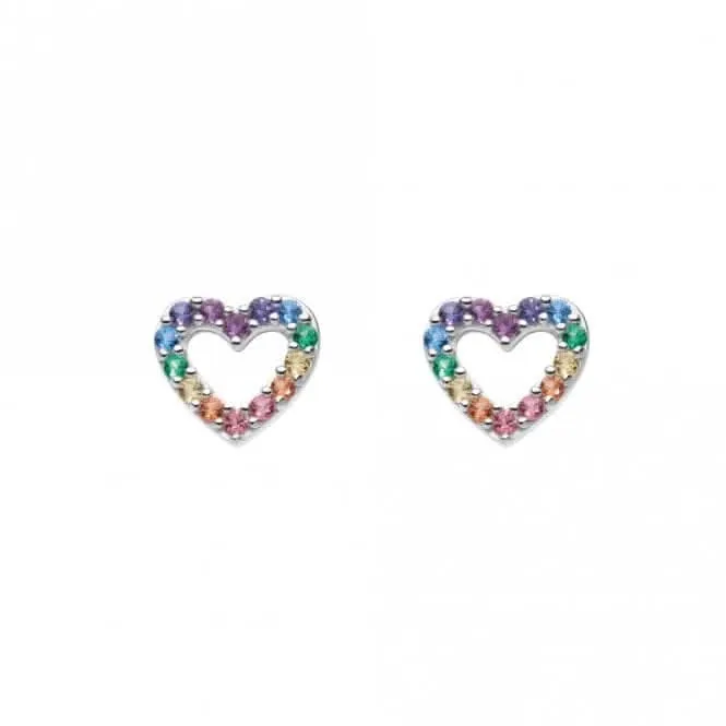 Open Heart Multi Nano Gems Stud Earrings 37811MCZ Dew Jewellery