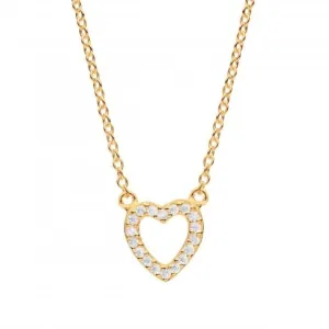 Open Heart Zirconia Gold Plated 17" Necklace 9543GCZ Dew Jewellery