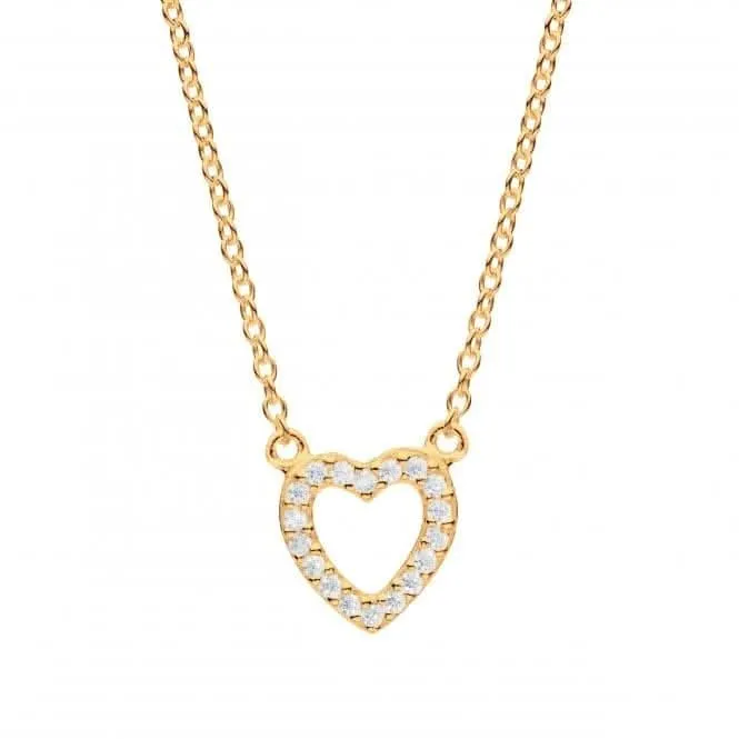 Open Heart Zirconia Gold Plated 17" Necklace 9543GCZ Dew Jewellery